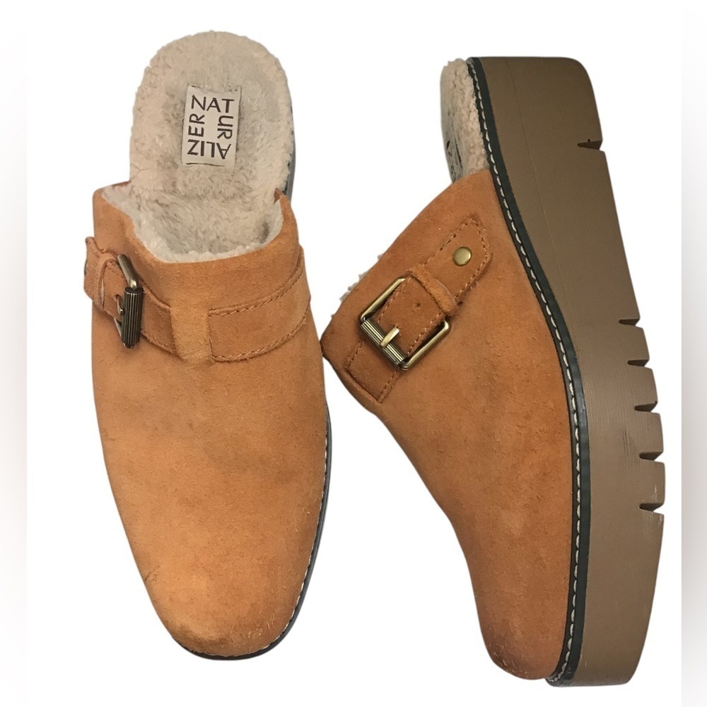 Naturalizer Wayde Suede Slip On Platform Mules Women's Size 9 Golden Maple